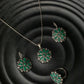Priyaasi Women Green Floral Silver Plated Jewellery Set - Noz2Toz