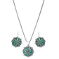 Priyaasi Women Green Floral Silver Plated Jewellery Set - Swadesiicart