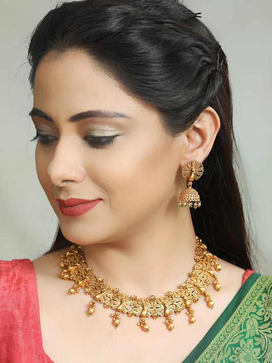Priyaasi Women Emerald Gold-Polished Jewellery Set - Noz2Toz
