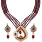 Priyaasi Women Maroon Gold-Polished Kundan Jewellery Set - Swadesiicart