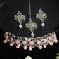 Priyaasi Women Classic American Diamond Rose Gold Floral Jewellery Set - Noz2Toz