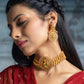 Priyaasi Women Traditional Ruby & Emerald Gold-Polished Peacock Jewellery Set - Swadesiicart