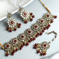 Priyaasi Women Mirror Studded Maroon Floral Jewellery Set - Noz2Toz