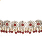 Priyaasi Women Mirror Studded Maroon Floral Jewellery Set - Swadesiicart
