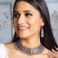 Priyaasi Women Tribal Oxidised Silver Floral Jewellery Set - Swadesiicart