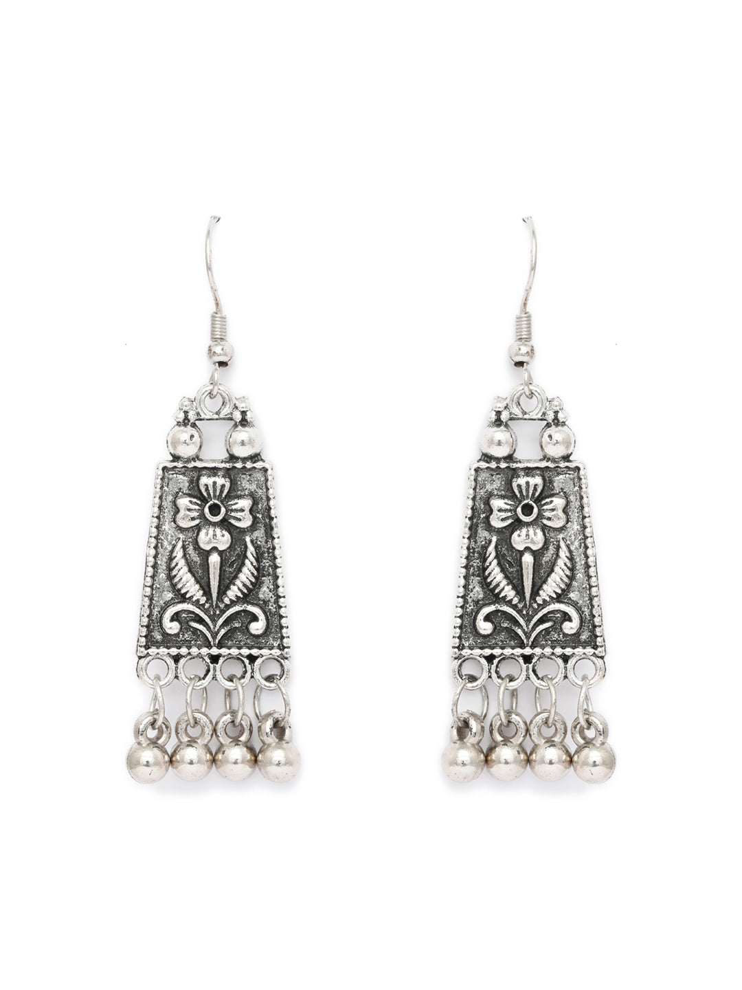 Priyaasi Women Tribal Oxidised Silver Floral Jewellery Set - Swadesiicart