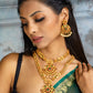 Priyaasi Women Traditional Gold-Polished Real Kemp Peacock Jewelley Set - Swadesiicart