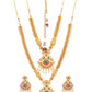 Priyaasi Women Traditional Gold-Polished Real Kemp Peacock Jewelley Set - Swadesiicart