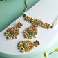 Priyaasi Women Kundan Green & Gold Lotus Meenakari Jewellery Set - Noz2Toz
