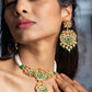 Priyaasi Women Kundan Green & Gold Lotus Meenakari Jewellery Set - Swadesiicart