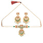 Priyaasi Women Kundan Green & Gold Lotus Meenakari Jewellery Set - Swadesiicart