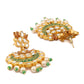 Priyaasi Women Kundan Green & Gold Lotus Meenakari Jewellery Set - Swadesiicart