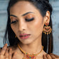 Priyaasi Women Traditional Gold-Polished Real Kemp Floral Jewellery Set - Swadesiicart