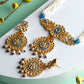 Priyaasi Women Ethnic Gold & Blue Kundan Studded Meenakari Jewellery Set - Noz2Toz