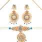 Priyaasi Women Ethnic Gold & Blue Kundan Studded Meenakari Jewellery Set - Swadesiicart