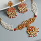 Priyaasi Women Ethnic Gold & Red Floral Meenakari Jewellery Set - Noz2Toz