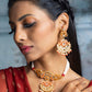 Priyaasi Women Ethnic Gold & Red Floral Meenakari Jewellery Set - Swadesiicart