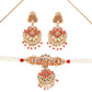Priyaasi Women Ethnic Gold & Red Floral Meenakari Jewellery Set - Swadesiicart