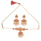 Priyaasi Women Ethnic Gold & Red Floral Meenakari Jewellery Set - Swadesiicart
