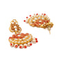 Priyaasi Women Ethnic Gold & Red Floral Meenakari Jewellery Set - Swadesiicart