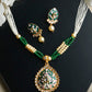 Priyaasi Women Gold & Green Kundan Studded Meenakari Jewellery Set - Noz2Toz