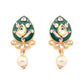 Priyaasi Women Gold & Green Kundan Studded Meenakari Jewellery Set - Swadesiicart