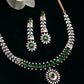 Priyaasi Women Green American Diamond Rose Gold Jewellery Set - Noz2Toz