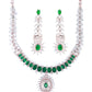 Priyaasi Women Green American Diamond Rose Gold Jewellery Set - Swadesiicart