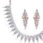 Priyaasi Women Elegant Floral American Diamond Rose Gold Jewellery Set - Swadesiicart
