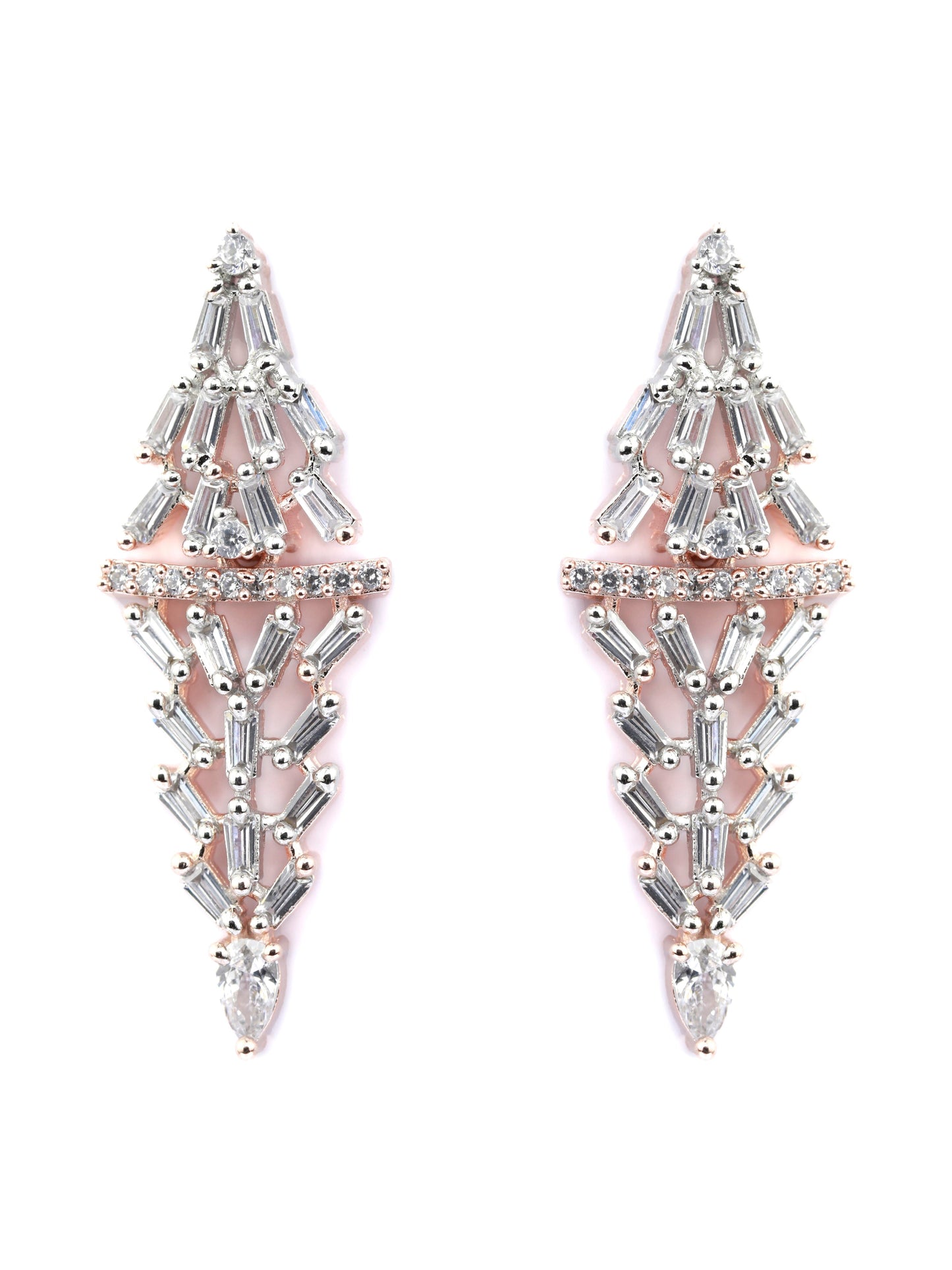 Priyaasi Women Elegant Floral American Diamond Rose Gold Jewellery Set - Swadesiicart