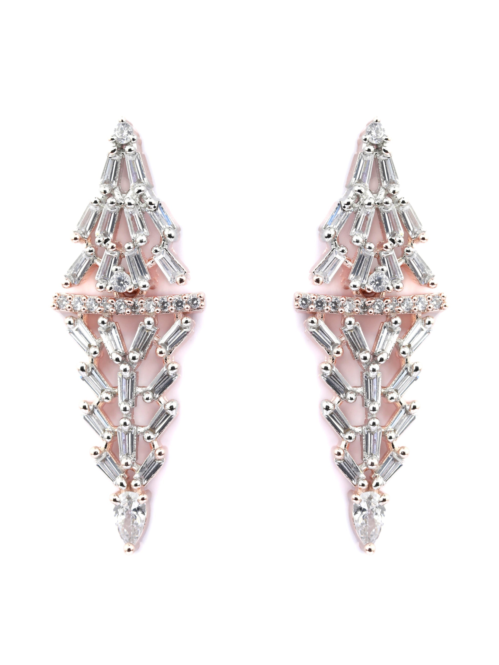 Priyaasi Women Elegant Floral American Diamond Rose Gold Jewellery Set - Swadesiicart