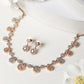 Priyaasi Women Elegant Teardrop Shaped American Diamond Rose Gold Jewellery Set - Noz2Toz