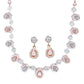 Priyaasi Women Elegant Teardrop Shaped American Diamond Rose Gold Jewellery Set - Swadesiicart