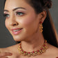 Priyaasi Women Goddess Laxmi Pink Stone Studded Gold-Polished Jewellery Set - Swadesiicart
