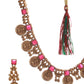 Priyaasi Women Goddess Laxmi Pink Stone Studded Gold-Polished Jewellery Set - Swadesiicart