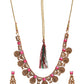 Priyaasi Women Goddess Laxmi Pink Stone Studded Gold-Polished Jewellery Set - Swadesiicart