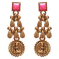 Priyaasi Women Goddess Laxmi Pink Stone Studded Gold-Polished Jewellery Set - Swadesiicart