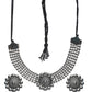 Priyaasi Women Oxidised Silver Floral Multilayer Chain Jewellery Set - Swadesiicart
