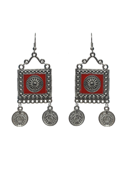 Priyaasi Women Oxidised Silver Multicolor Floral Elephant Pattern Jewellery Set - Swadesiicart