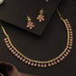 Priyaasi Women Pink Floral Leaf Gold-Polished AD Studded Jewellery Set - Noz2Toz