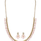 Priyaasi Women Pink Floral Leaf Gold-Polished AD Studded Jewellery Set - Swadesiicart