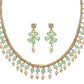 Priyaasi Women Mint Green Floral Leaf Gold-Polished Jewellery Set - Swadesiicart