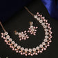 Priyaasi Women Pink Studded Floral Rose Gold-Polished Jewellery Set - Noz2Toz