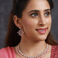 Priyaasi Women Pink Studded Floral Rose Gold-Polished Jewellery Set - Swadesiicart