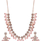 Priyaasi Women Pink Studded Floral Rose Gold-Polished Jewellery Set - Swadesiicart