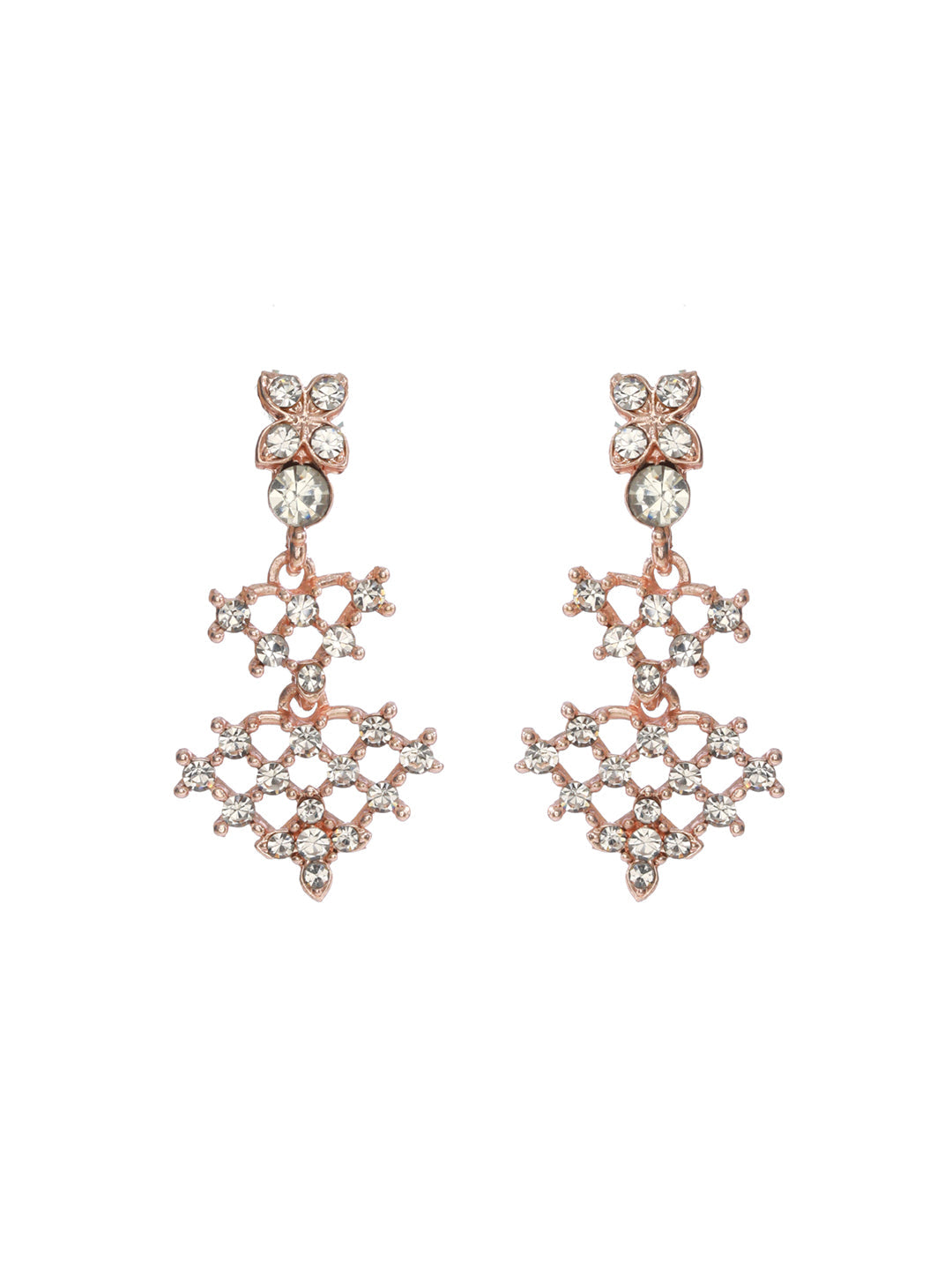 Priyaasi Women Floral American Diamond Rose Gold-Polished Jewellery Set - Swadesiicart