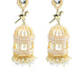 Mominos Fashion Johar Kamal Golden Color Bird Nest Earrings With Pearls - Mominos Fashion