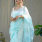 Vamsee Sky Organza Saree - Swadesiicart