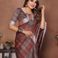 Aastha Fashion Brown Linen Weaving Saree