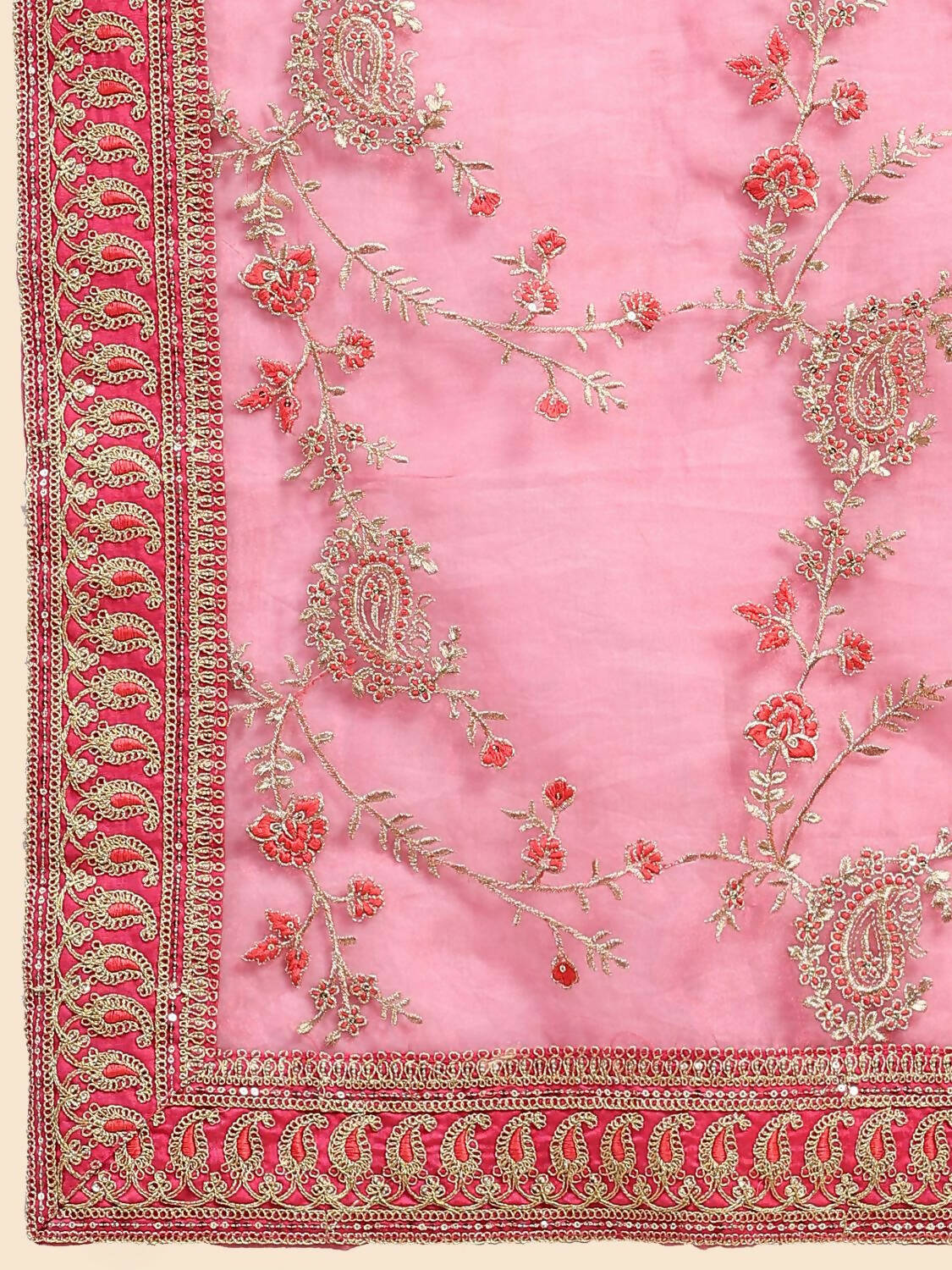 Vamsee Pink Organza Saree - Swadesiicart